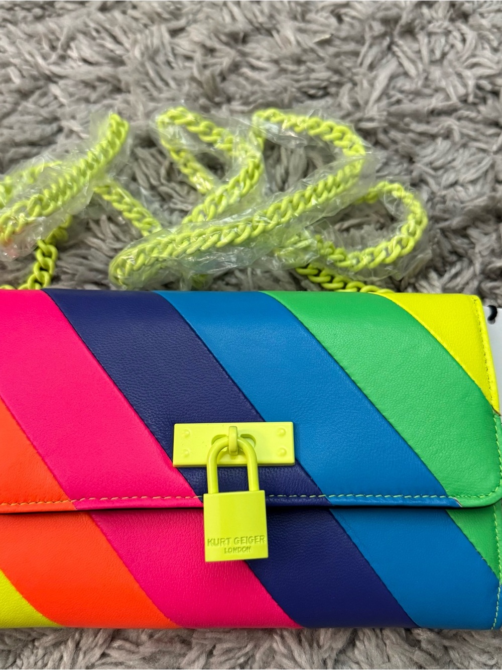 Kurt Geiger Neon Rainbow Leather Crossbody Bag